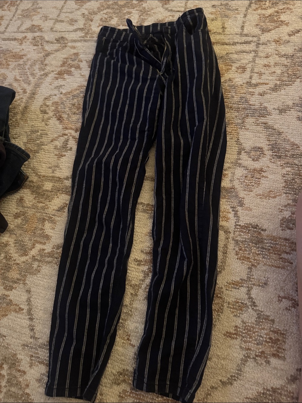 Brandy Melville/John Gault Navy Striped high waisted pants
